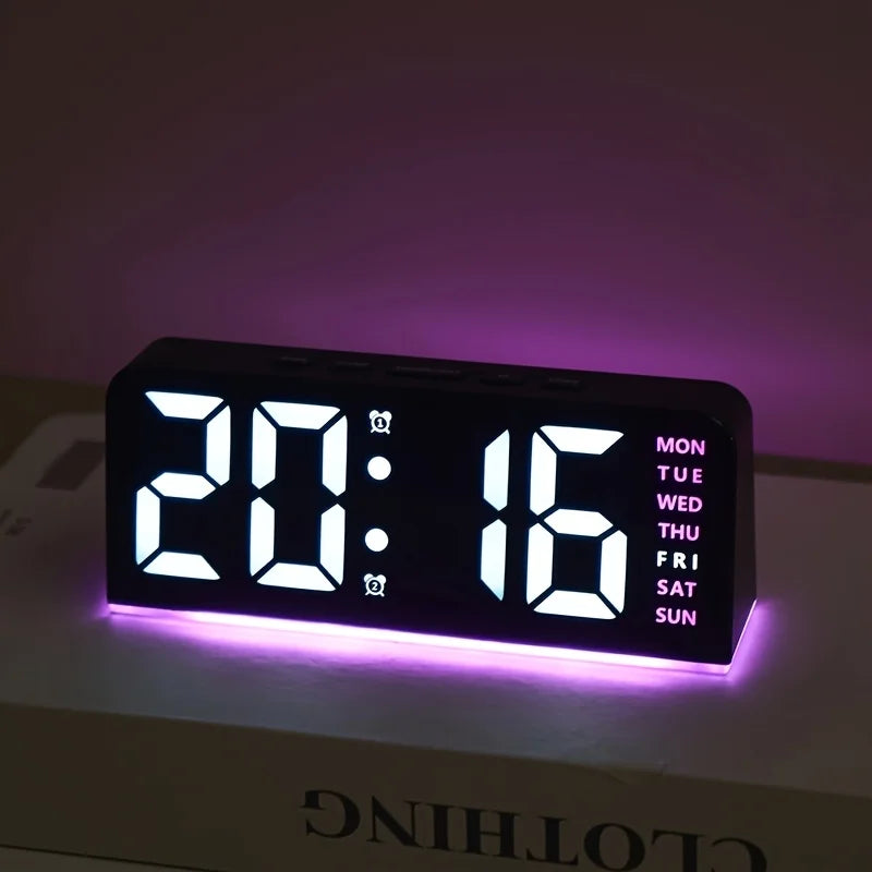 Modern Night Light Alarm Clock – LED Desktop Clock & Temperature Display